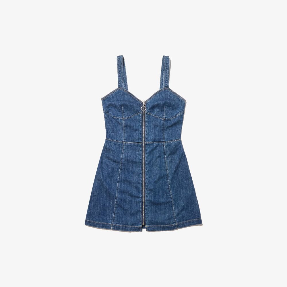 H&M Denim Mini Dress with Zip Front
